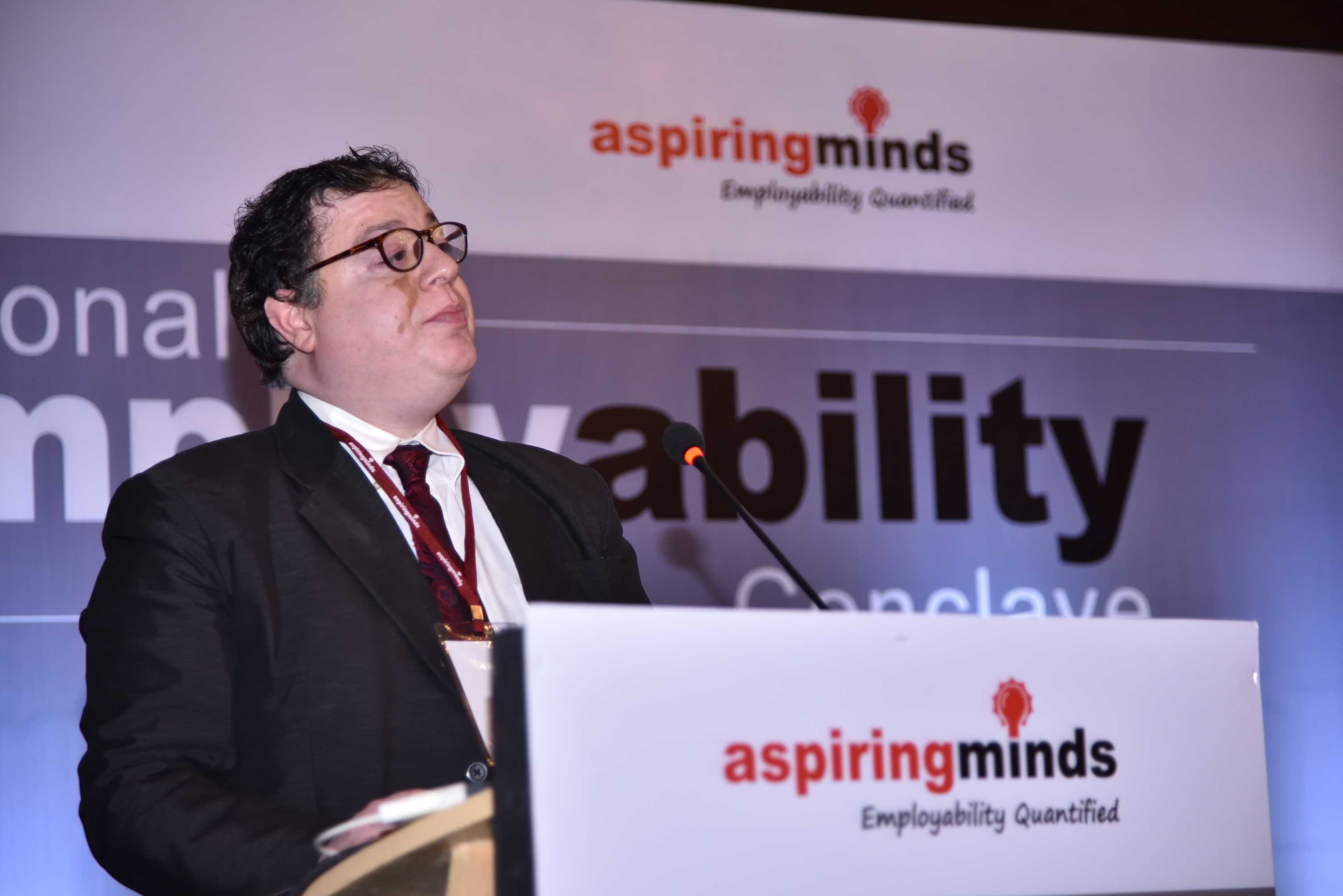 Ankush Minocha addresses the audience at the Aspiring Minds National Employability Conclave.