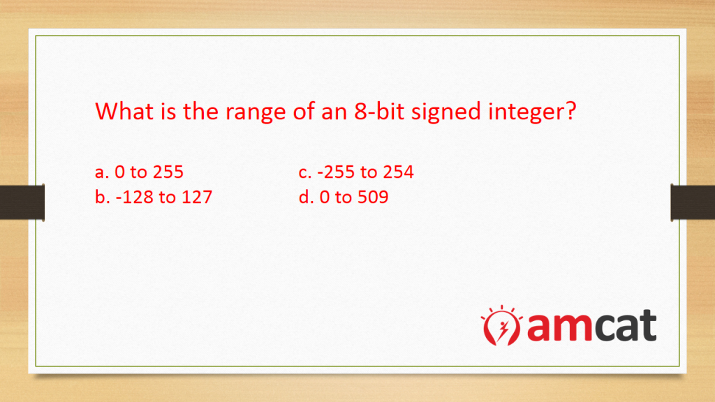 Question from the AMCAT Computer Science Test for Computer Programming.