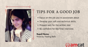 Rupali Nema, an AMCAT test taker who found a job with the skill assessment, shares career advice.