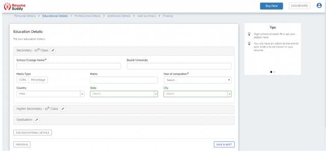 The next step in the ResumeBuddy program.