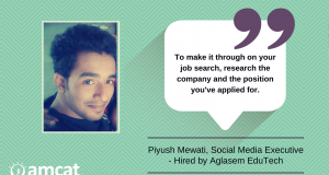 Piyush Mewati's journey towards becoming an Aglasem hire.