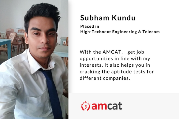 Subham Kundu reviews his AMCAT experience in this AMCAT testimonial.