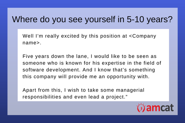 A model answer on the interview question Where do you see yourself in 5-10 years.