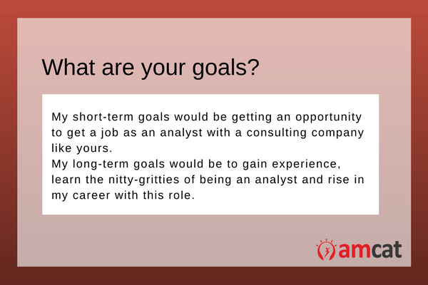 A model answer for an analyst on what are your goals.