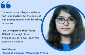 Krati Gupta Placed at Computer ware India Pvt Ltd