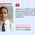 Based on my AMCAT score, my resume was sent to Restolabs and they shortlisted me. AMCAT brought me closer to this job opportunity.