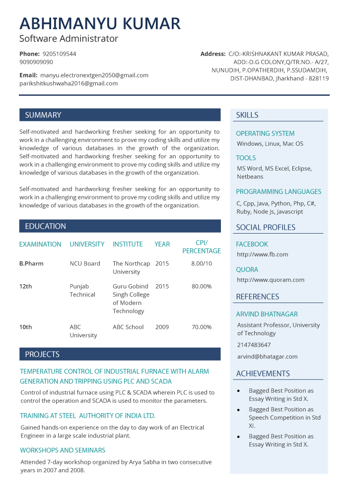 Hybrid Resume Templates